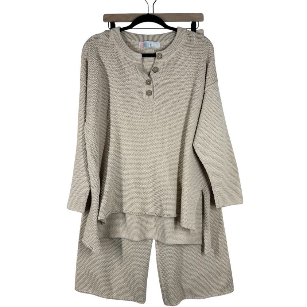 Free People Beach Hailee Waffle Knit Sweater & Pants Set Women’s Medium